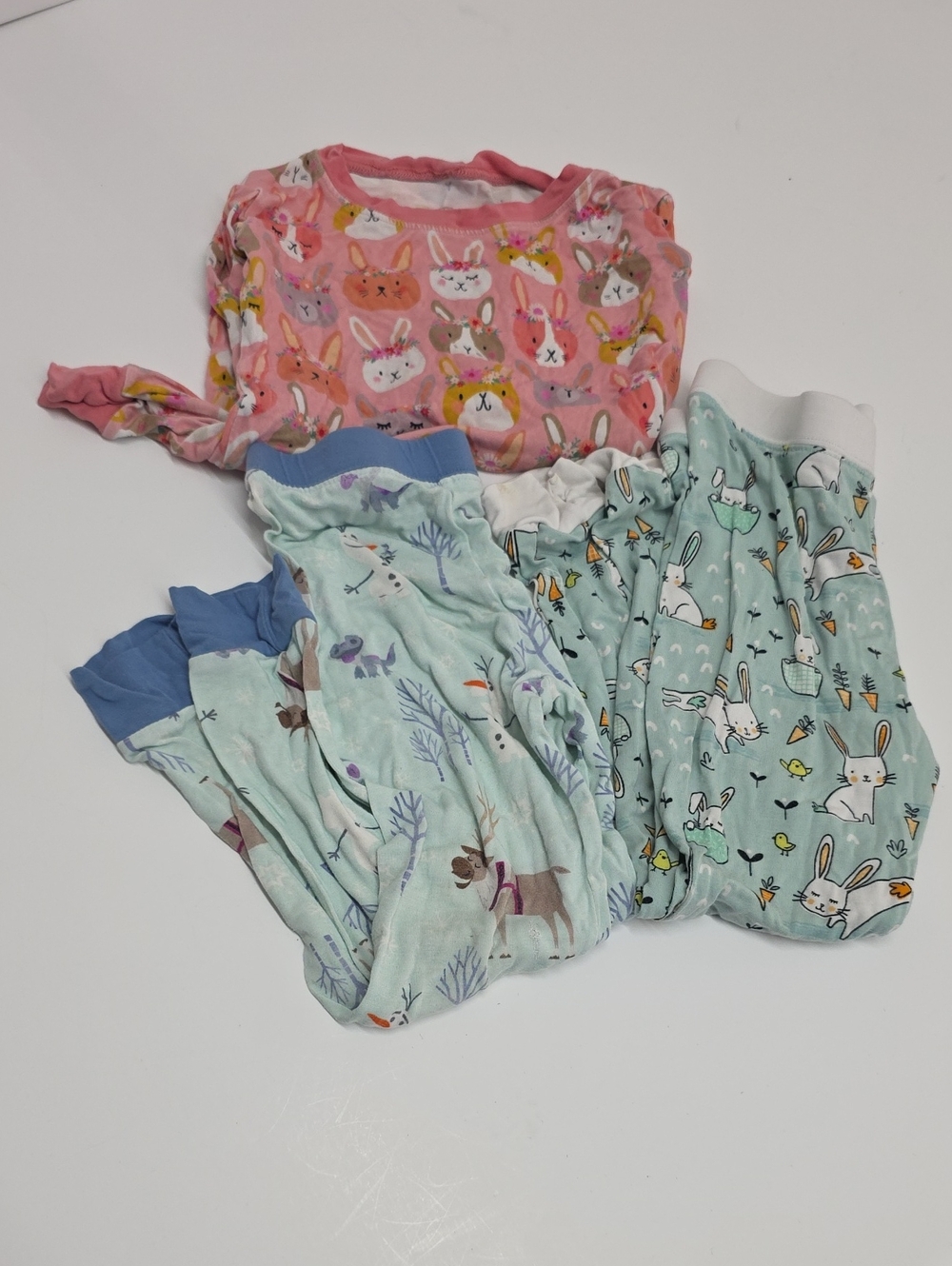 Little Sleepies Pink Bunny & Mint Animal Kids Pajama Tops/bottom